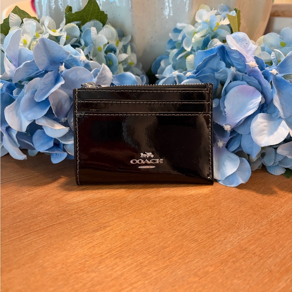 Coach Mini Skinny Id Case (Black Patent)